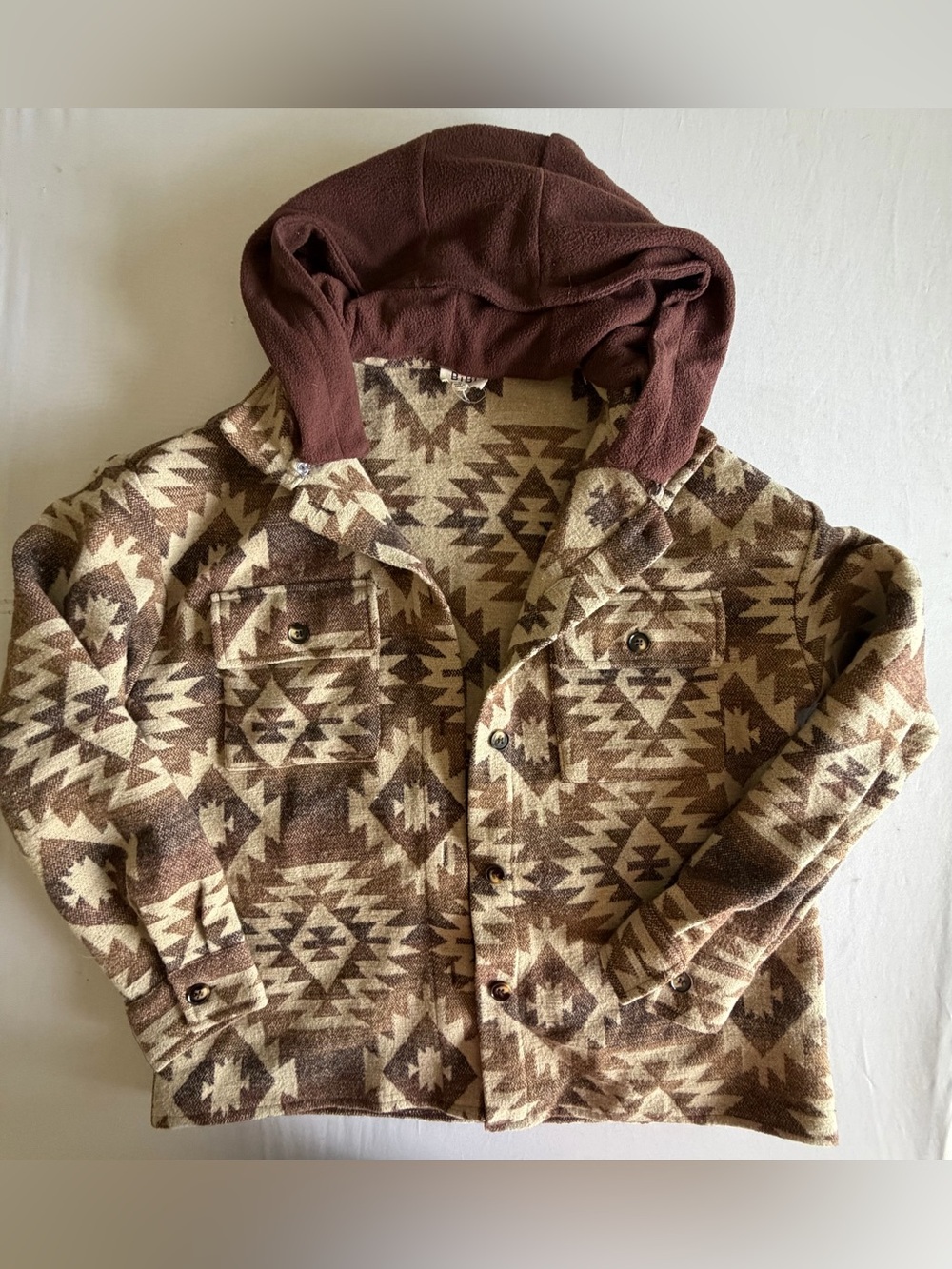 BiBi Aztec Casual Blanket Western Removable Hood Medium Shacket